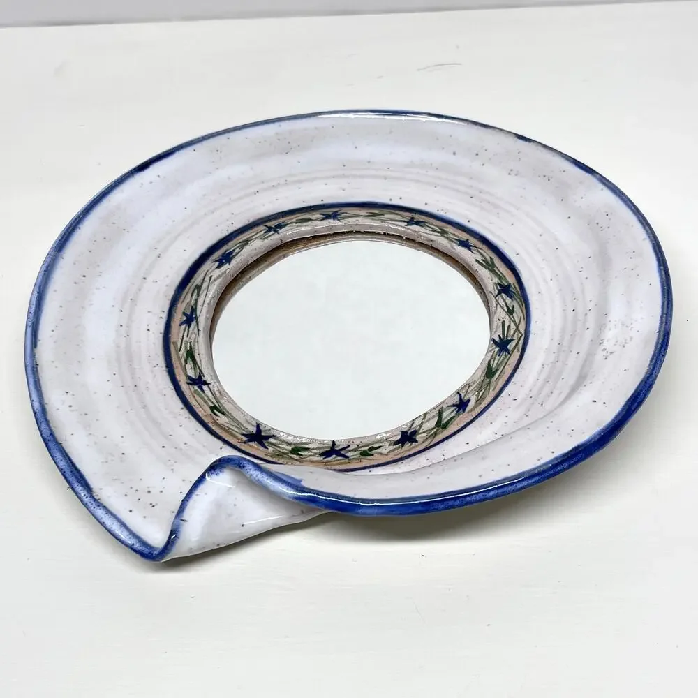 Art Pottery Round Wall Mirror Artist Signed